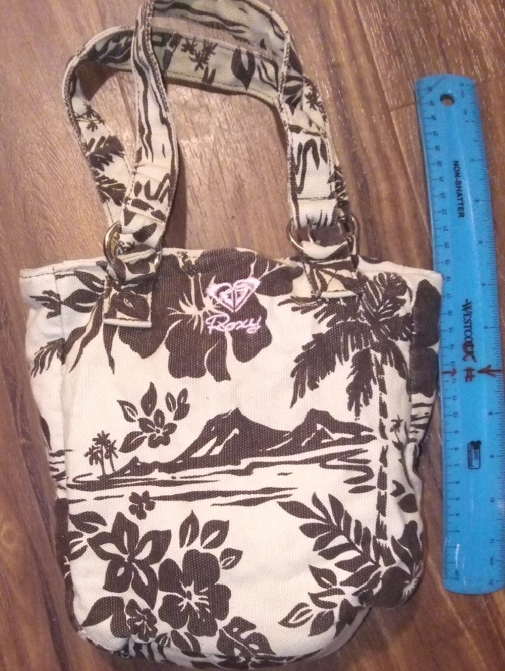 Roxy Women's Floral Canvas Tote Bag in Cream and Brown